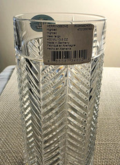 Ralph Lauren Herringbone Crystal 6 1/4 In. Highball Glass, 3 Vert. Cuts, New