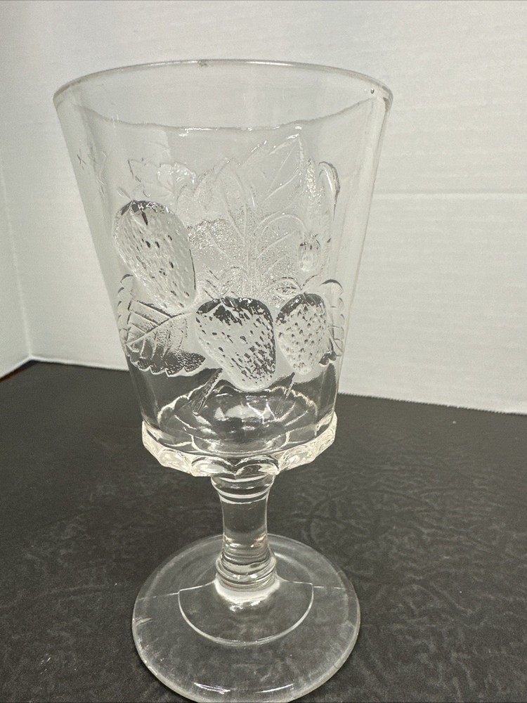 EAPG Dalzell Glass Clear Strawberry & Currant Goblet 1800s Pattern Glass 6-1/4”