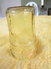 4 Vintage Amber Depression Glass Patrician 4.25″ Small Tumbers/Glasses