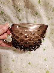 VTG MCM EMPOLI HANDBLOWN PURLE AMETHYST HOBNAIL ARTGLASS SQUARE CUP