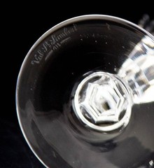Val St Lambert Small Wine Glasses Set of 2 Elegant Vintage Crystal Signed