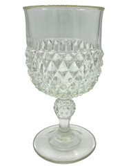 Set of 4 Indiana Glass Diamond Point Clear 12oz Water Wine Goblets 6.5″ Set #1