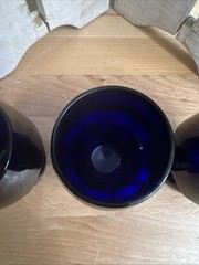 (#588) Vintage Set Of 3 Blue Georgian Juice Tumblers