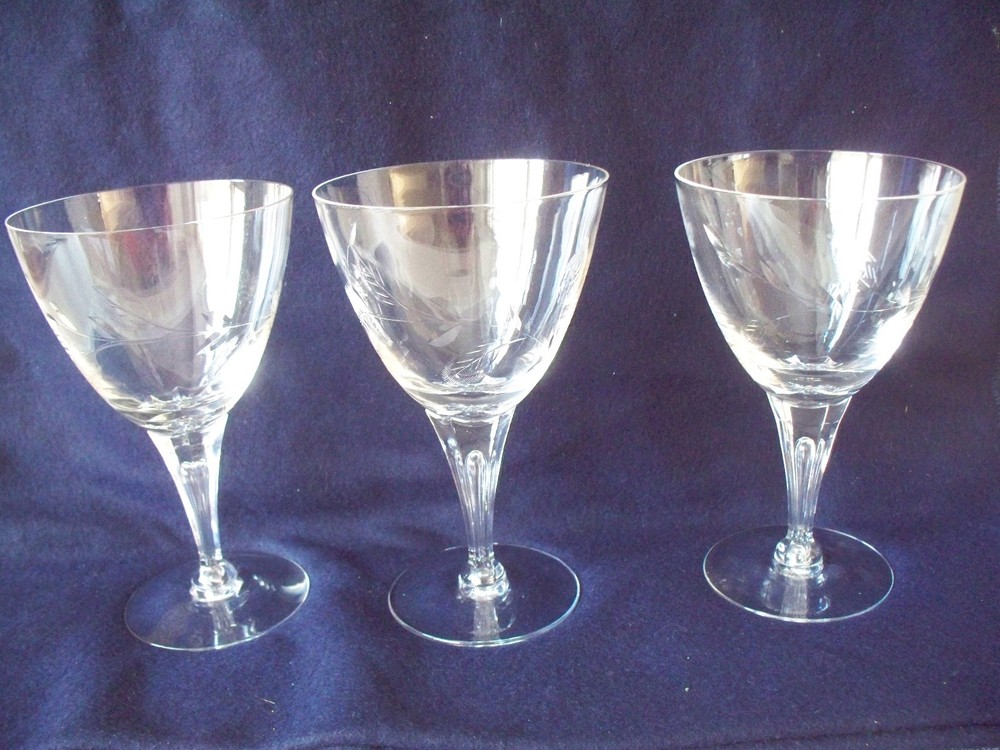 TIFFIN Franciscan Elmwood Classic Pattern Six Crystal Water Goblets 6 3/8 New