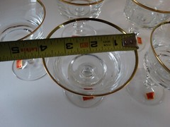 6 – Reizart GORHAM CRYSTAL «grandee» desert goblet 3 7/8 by 4.5″ tall gold rim