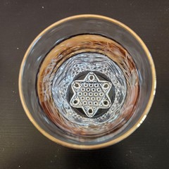 EAPG Antique Hand Painted Tumbler Drinking Glass Button & Arches Gold Dated 1914