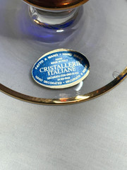 Arte D’Italica cobalt blue with gold Medici pattern set of 2 water goblets