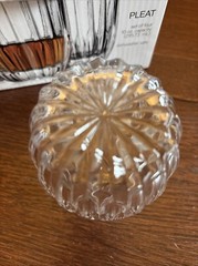 GODINGER CLEAR PLEAT DOUBLE OLD FASHIONED CRYSTAL TUMBLER 11 OZ 3.75″H 4 PCS NIB