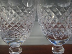 Set of 3 High Quality Cut Crystal Wine Glasses 5 3/4″H