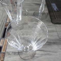 Set of 4 Fostoria Glass Optic Silver Flutes Water Juice Goblets 6037 Stemware