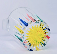 MidCentury Italian Multicolor Starburst Crystal Bar Set Ice Bucket & Tumblers