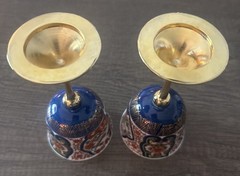 Vintage Arita Ceramic And Brass Wine Goblets 5.5 » Tall