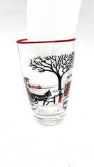 2 VTG 50s 8oz Tumblers Colonial Farm Horse Scene Winter Libbey Currier & Ives