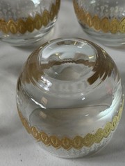 Vintage set Of 7 Pasinski roly poly Glasses MCM 22K gold encrusted filigree