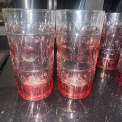 King’s Crown -Ruby Flashed Flat Tumblers by Tiffin Franciscan; Set of TWO 2