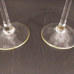 4 Theresienthal Wine Glasses Art Deco Applied Pink Circles Handpainted Gold Set