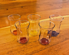Vintage Set of 5 Colorful Turkish Tea Glasses Tulip Shaped Silhouette