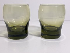 Libbey Perception Olive Green Double Old Fashioned Glasses Set of 4 VTG
