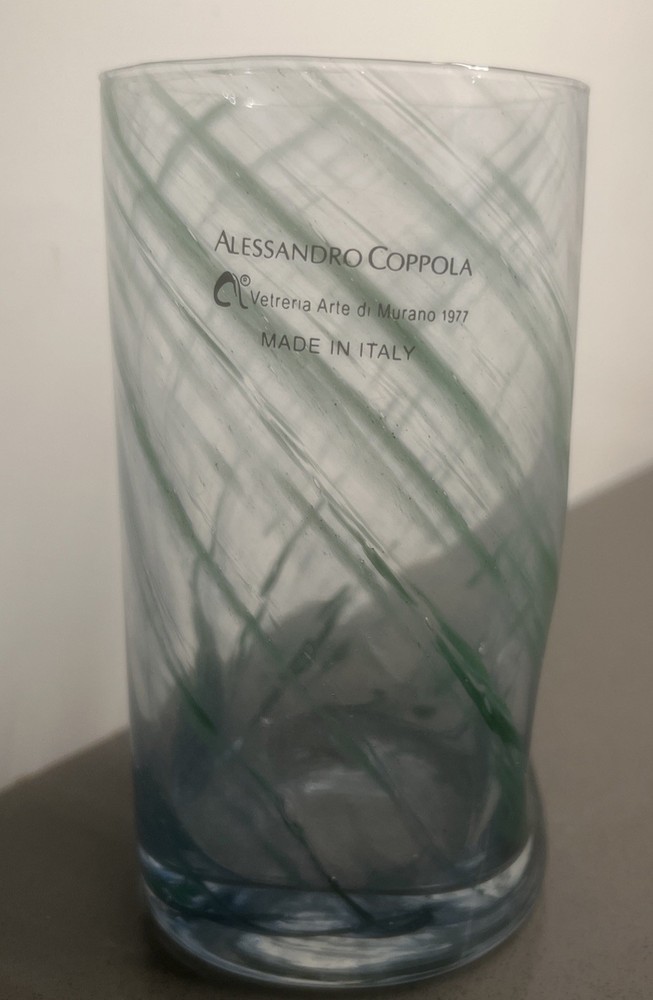 1 NEW-Arte Di Murano green swirls Tumblers by Alessandro Coppola 16oz