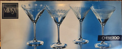 Mikasa 10 oz Cheers TOO set of 4 Martini Glasses 2005 – 7-5/8 inches Tall