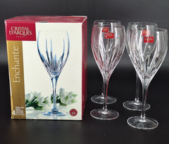 4 Enchante Cristal D’Arques Durand Crystal Stem Goblets Water Glasses 8 5/8″