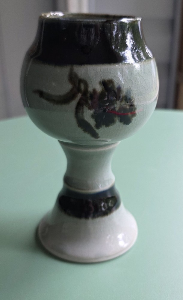 Vintage Studio Art Pottery Handmade Stoneware Wine Goblet – Chalice – 6″