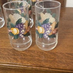 Vintage Oneida Fruit Motif Glasses Set of 7 Grape Pear Lemon MCM