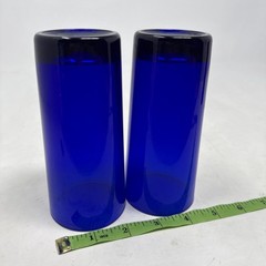 VTG Lot of 2 Reims France Cobalt Blue Tall Tumbler Drinking Water Glasses 5.5″