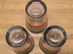 Libbey Fiesta 16Oz Rainbow Stripe Glass Tumblers Set of 3 -6″ Tall,3.5″ Diameter