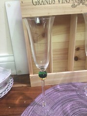 Champagne Flute(s) with Green ball and gold ~Stunning~ 10» more available