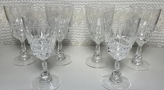 6 Vintage Cristal d’ Arques «Pompadour» Wine Glasses, French Bistro Stemware 6”