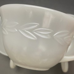 Fire King by Anchor Hocking 3 Piece Gray Laurel Tea Cups 1951-65 Made in USA 8oz
