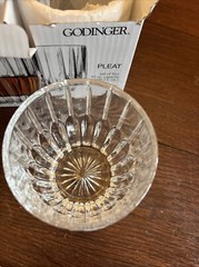 GODINGER CLEAR PLEAT DOUBLE OLD FASHIONED CRYSTAL TUMBLER 11 OZ 3.75″H 4 PCS NIB