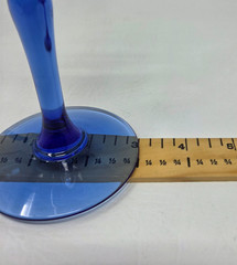 Set 2 Vtg Lenox Swag Crystal Gold Rim Cobalt Blue Stem Wine Glasses Art Deco