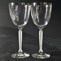 LENOX FEDERAL PLATINUM WINE GLASSES, Lead Crystal, 8 1/4″, 8 Oz, Made USA, 2PCS
