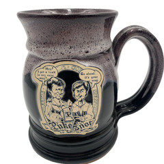 Deneen Pottery Puke & Snot 1997 Renaissance Faire Blue Drip Mug «Got a leak”