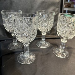 Libbey Hobstar glass water goblets set of 5 Stemware barware wine glasses