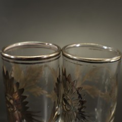 Peruvian Sterling Silver Overlay SHOT GLASSES Ax & Wheat set of 6 Barware