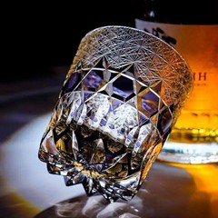 Unique Whiskey Bourbon Glasses Crystal Hand Cut Edo Kiriko 10oz Purple