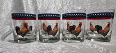 Vintage Ella’s Rooster Glassware Tumblers set of 4- 12 oz & set of 4 – 14oz