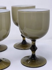 VTG Carlo Moretti Italy Cased Smoke and White Wine Goblet/Glasses MCM – 4ct