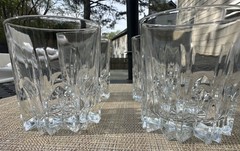 Set Of 4 Made In Italy Starburst Double Old-Fashioned Lowball Whiskey Glasses