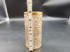 Vintage Imperial Highball Glass: 22k Gold Shoji Pattern, 1960s Barware