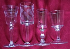 Vintage Mixed Set Of 4 Liqueur Cordial Stemmed Glasses etched Crystal