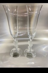 GORHAM AMORE WEDDING DOVES Crystal Toasting Champ. Flutes set of 2 NWT, No Box