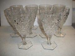 Set of 10 Fostoria American Clear Cubist Footed Stemware Water Goblets 6 3/4″ H