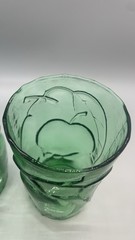 Pair Vintage Emerald Green Fruit Tumblers Empoli Italian mold blown glass Italy