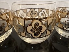 MCM Culver ~ Sallye ~ Roly Poly Glasses with Gold SET of 3 VTG Barware