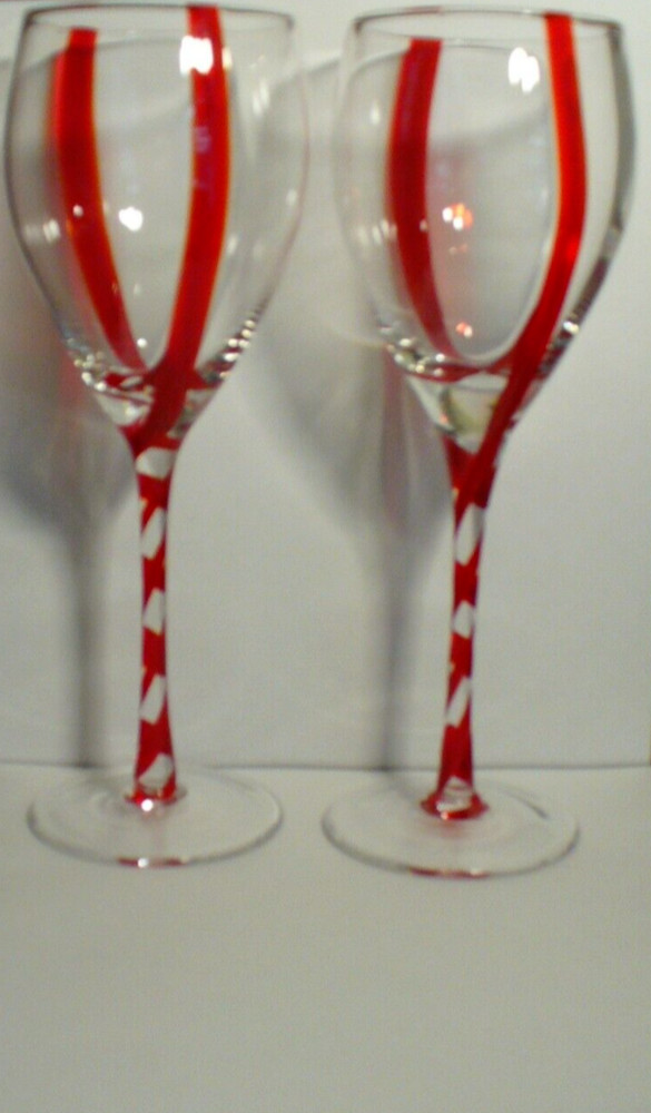 Pier 1 Double Red Twist 9″ Water Goblets – 2