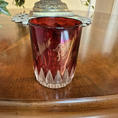 Antique Ruby Flash Souvenir Tumbler Etched «Ontario Beach 416 1900»